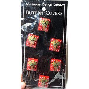 Vintage NOS Accessory Design Group Christmas Present Button Covers JC Penny NIP